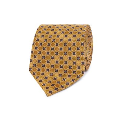 Designer mustard geometric jacquard tie